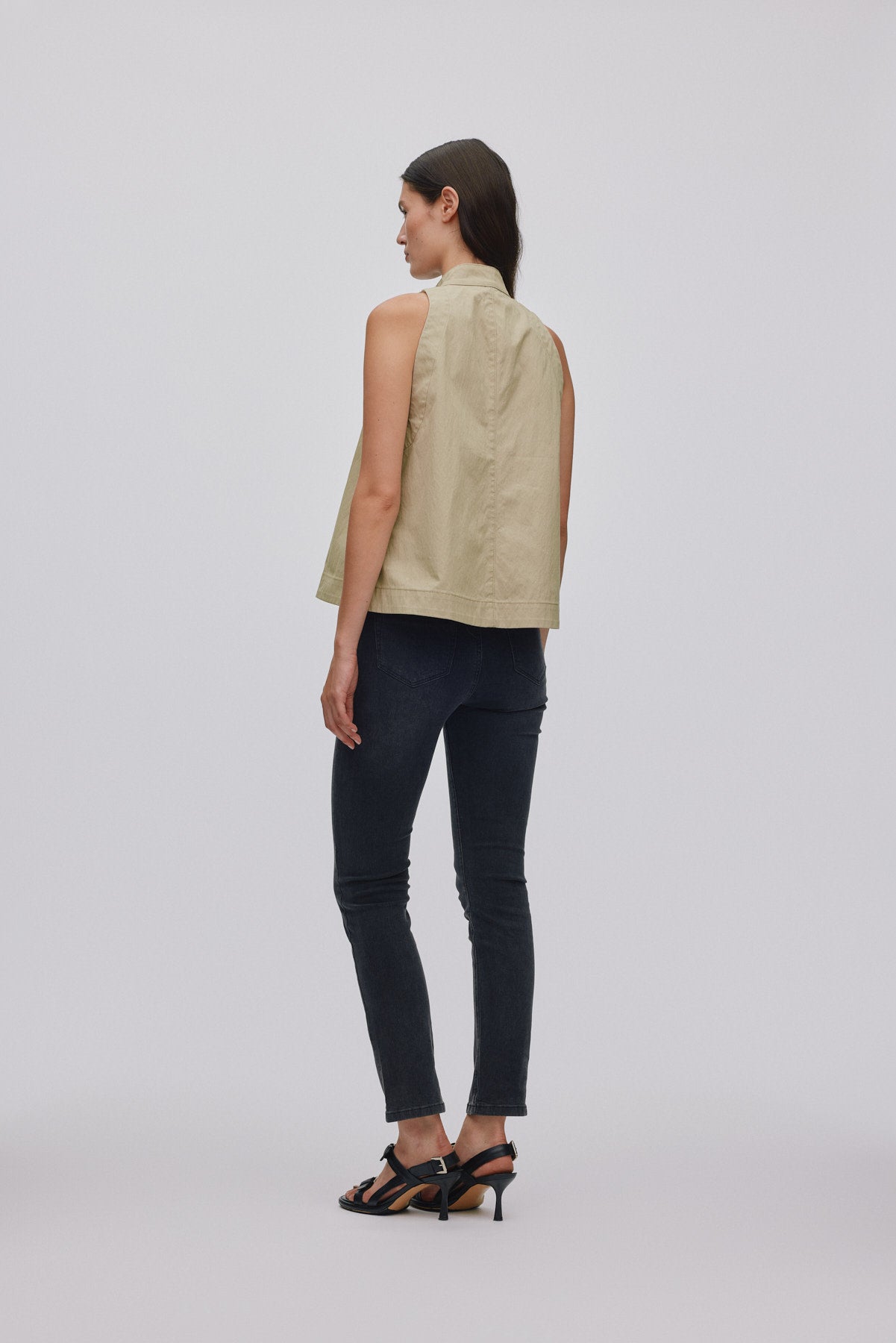 Felicia - Denim stretch skinny cropped pants I Washed black denim