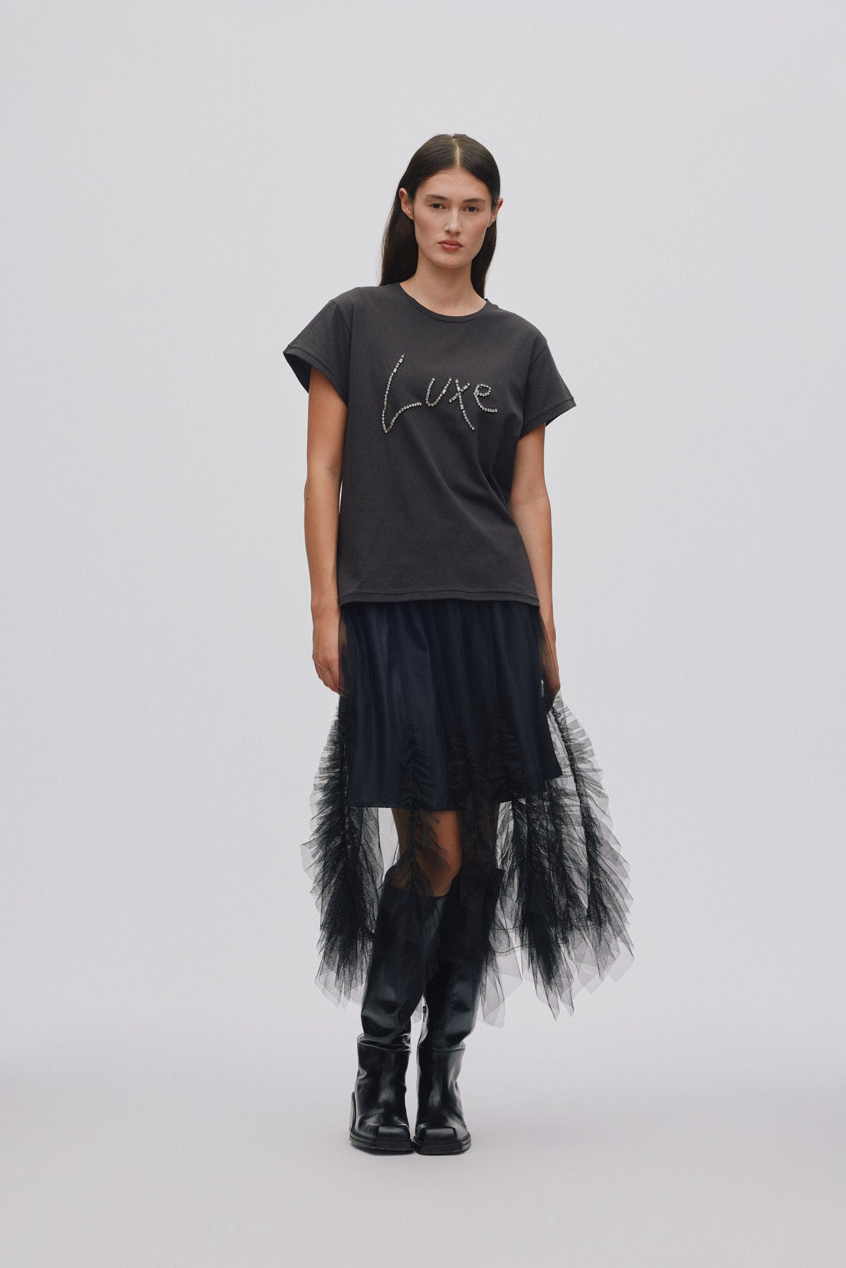 Frilly tulle skirt - Glenda I Black