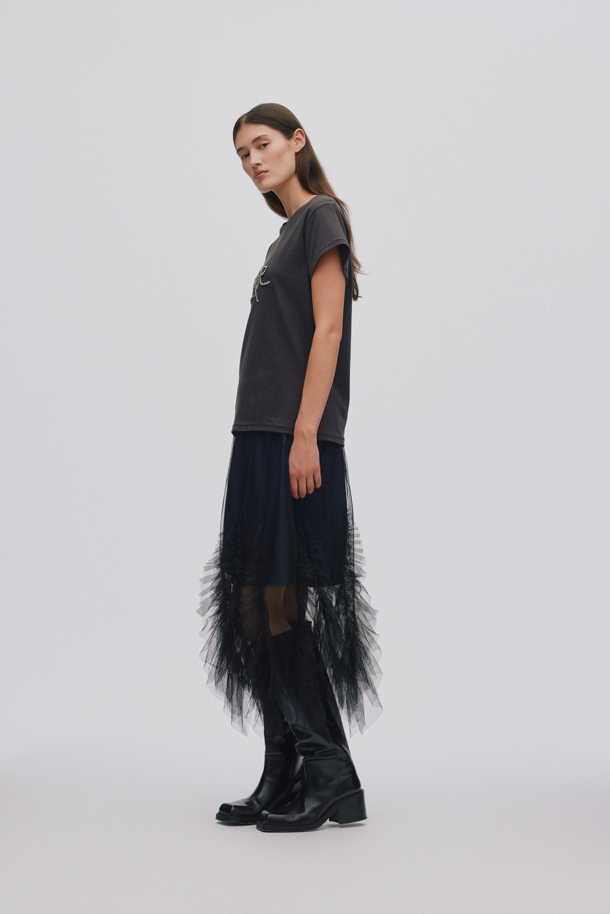 Frilly tulle skirt - Glenda I Black