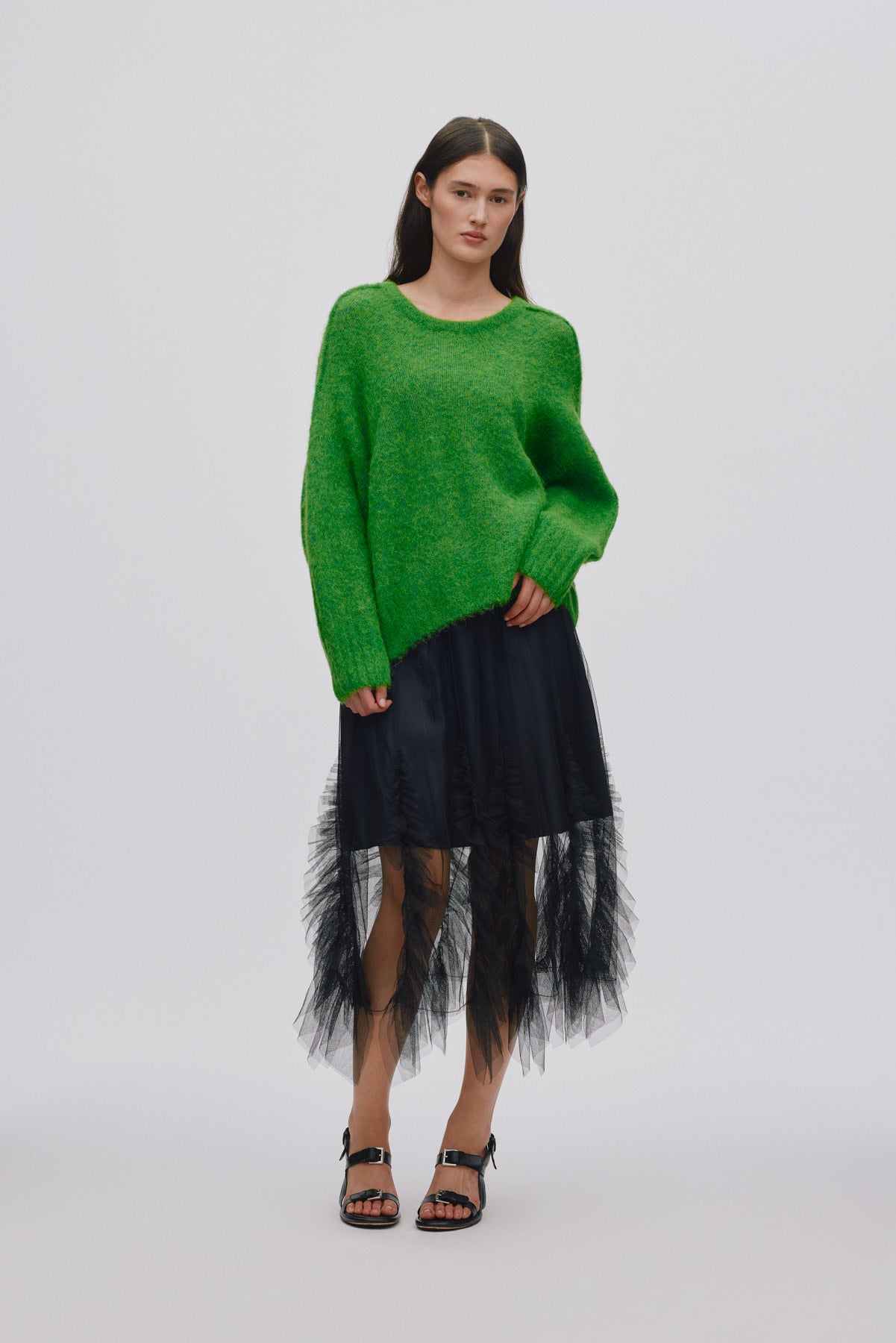 Glenda - Frilly tulle skirt I Black