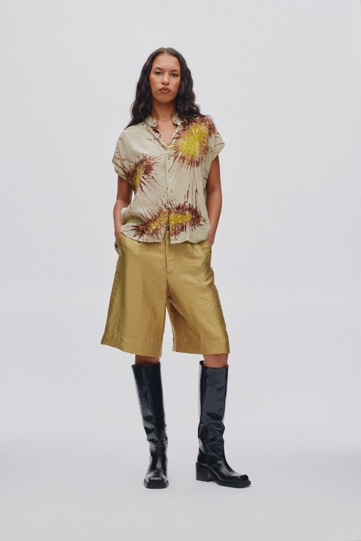 Heva - Sea urchin button blouse I Grey combo