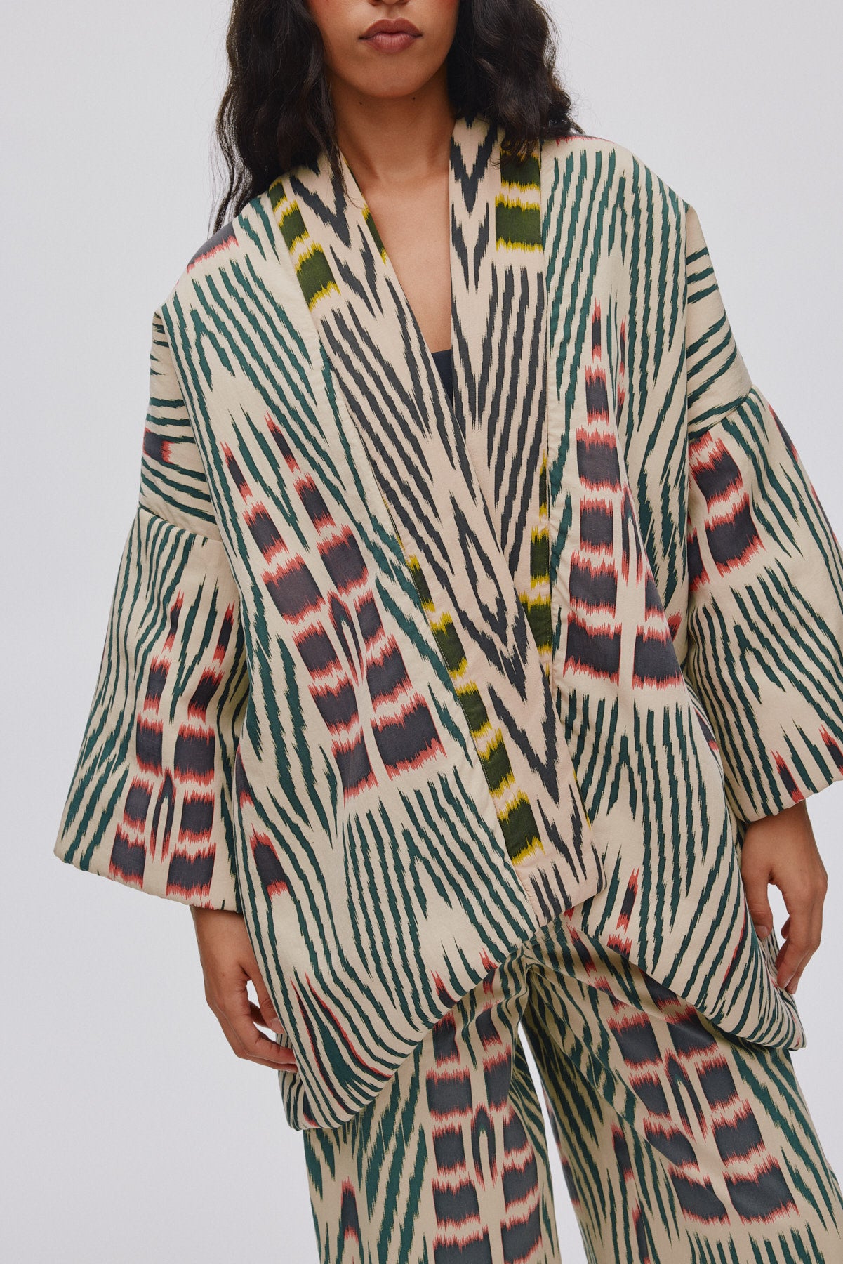 Abba - Ikat combo padded kimono I Forest pink sand & citrus combo
