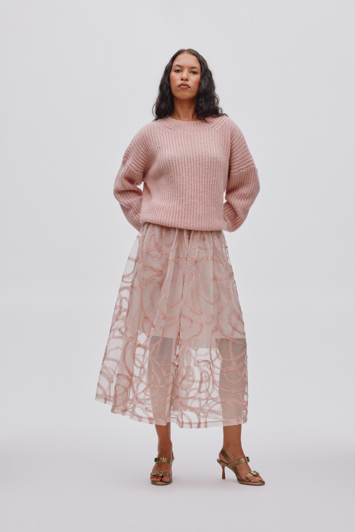 Hifa - Open knit cosy sweater I Pale pink