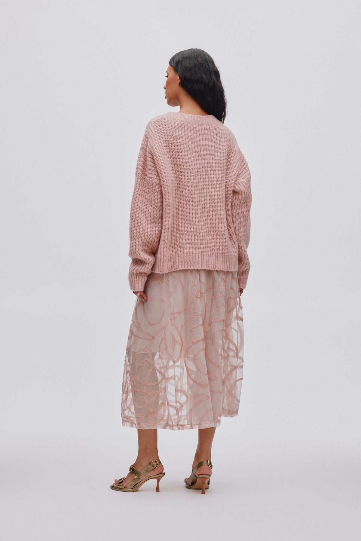 Hifa - Open knit cosy sweater I Pale pink