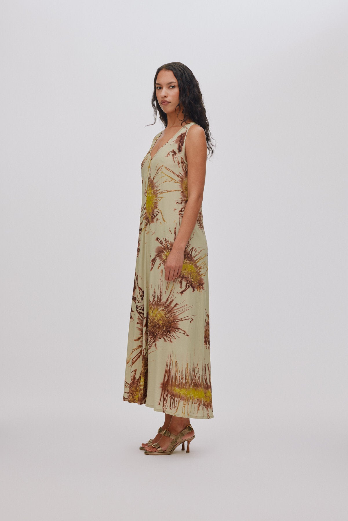 Alpa - Sea urchin long dress I Chartreuse combo