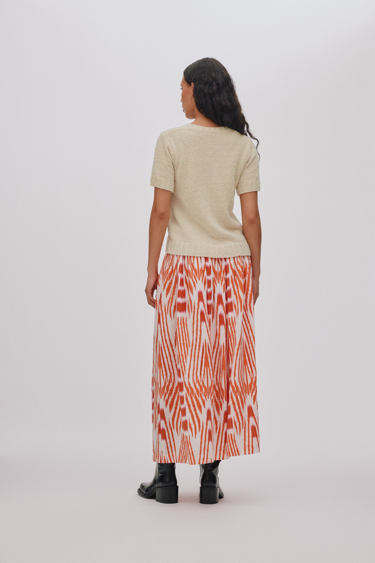 Almas - Ikat full skirt I Forest pink sand