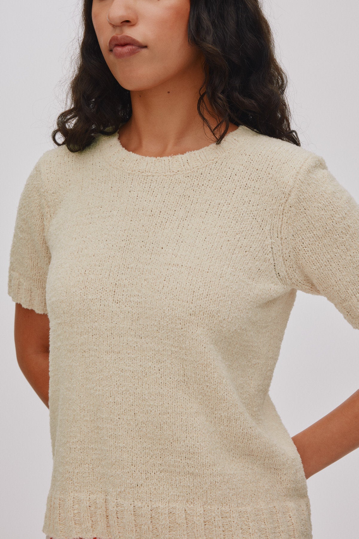 Elka - Towelling knit t-shirt I Sand