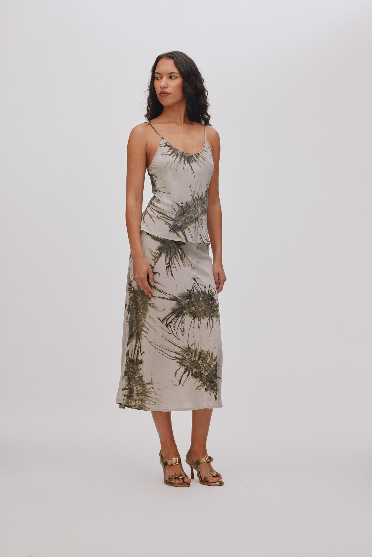 Elmi - Sea urchin crop bias skirt I Grey combo