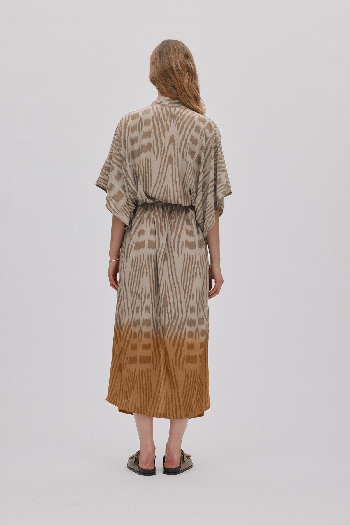 Alesandra - Ombre ikat kimono dress I Cognac combo