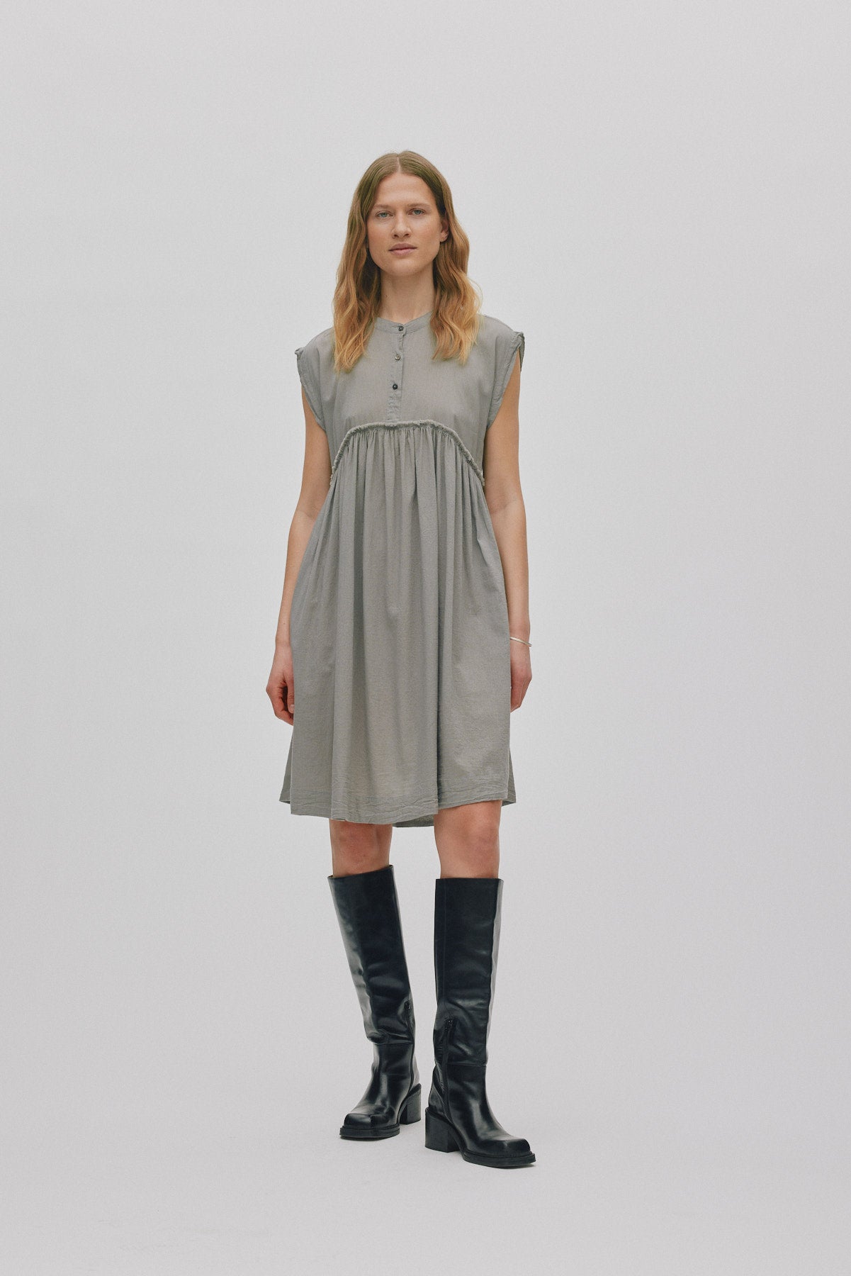 Devina - Cotton dress I Cement