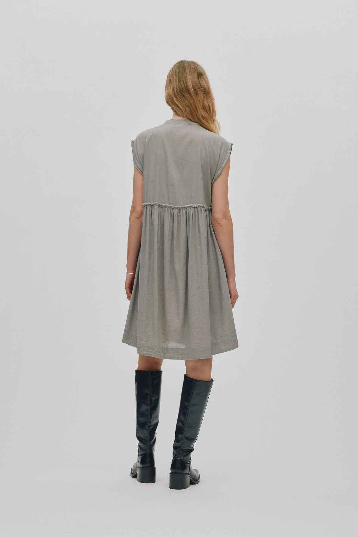 Devina - Cotton dress I Cement