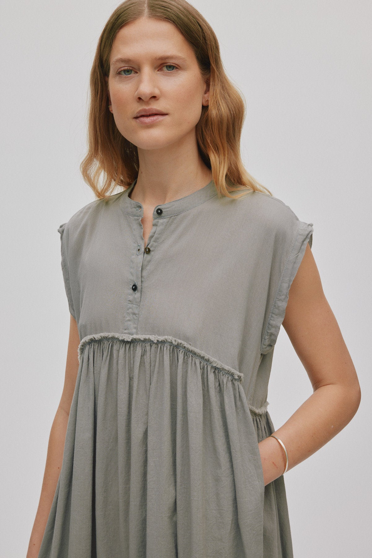Devina - Cotton dress I Cement