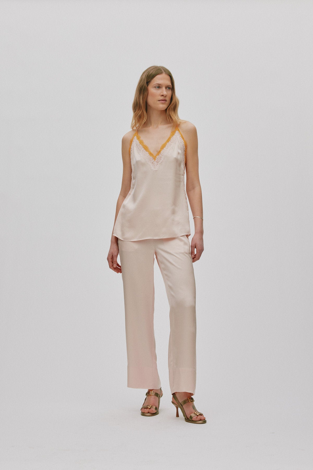 Soho - Contrast lace camisole top I Light rose