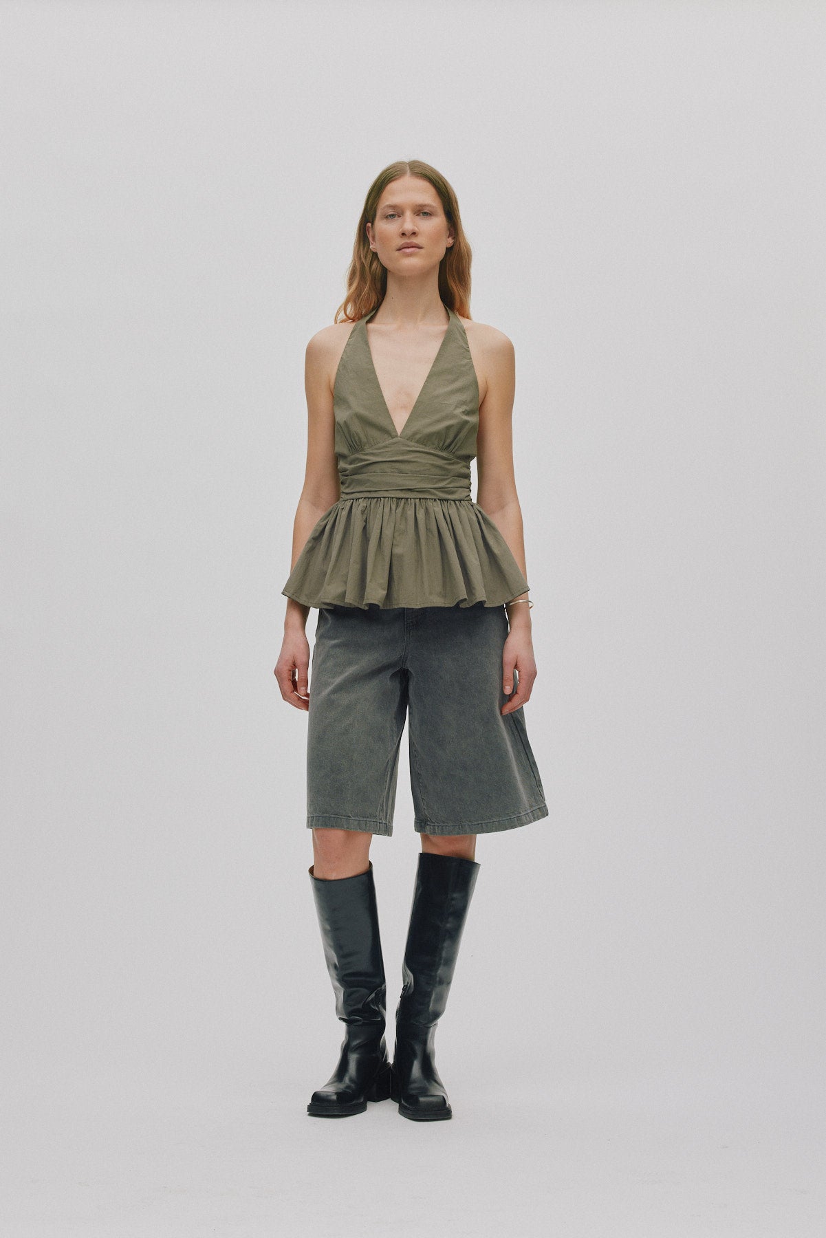 Izma - Poplin halter top I Asphalt