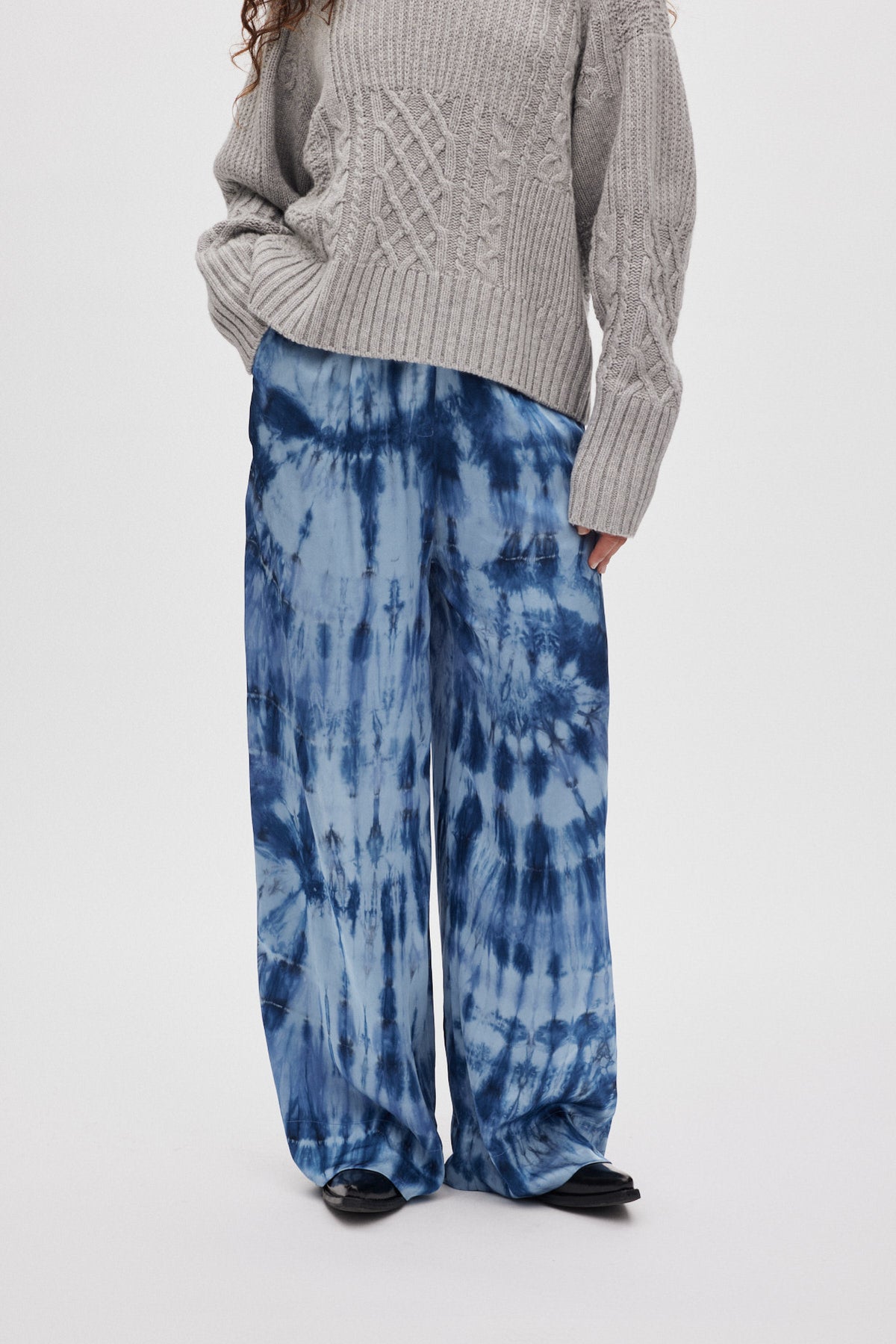 Briana - Lava pleat wide pants I Blue combo