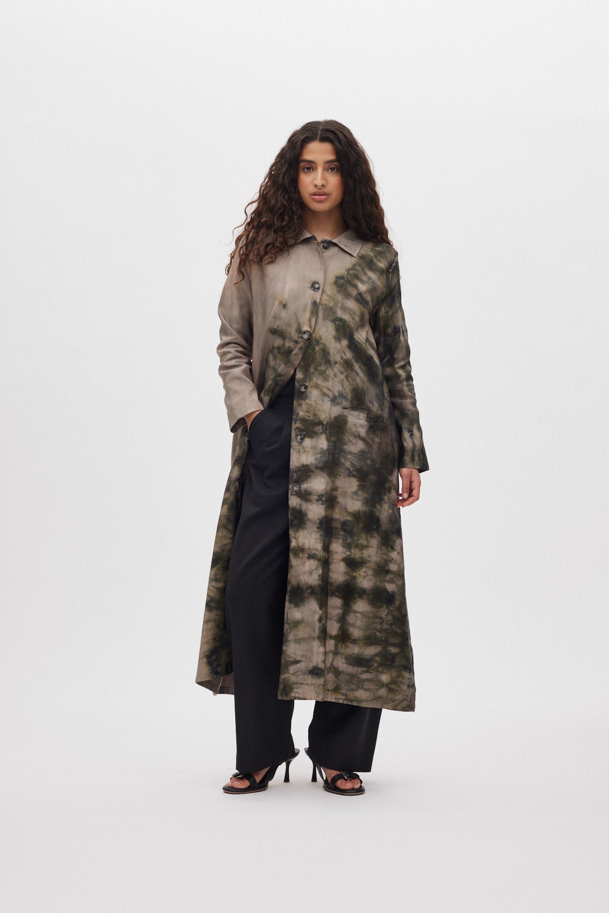 Celine - Lava long coat I Grey green combo