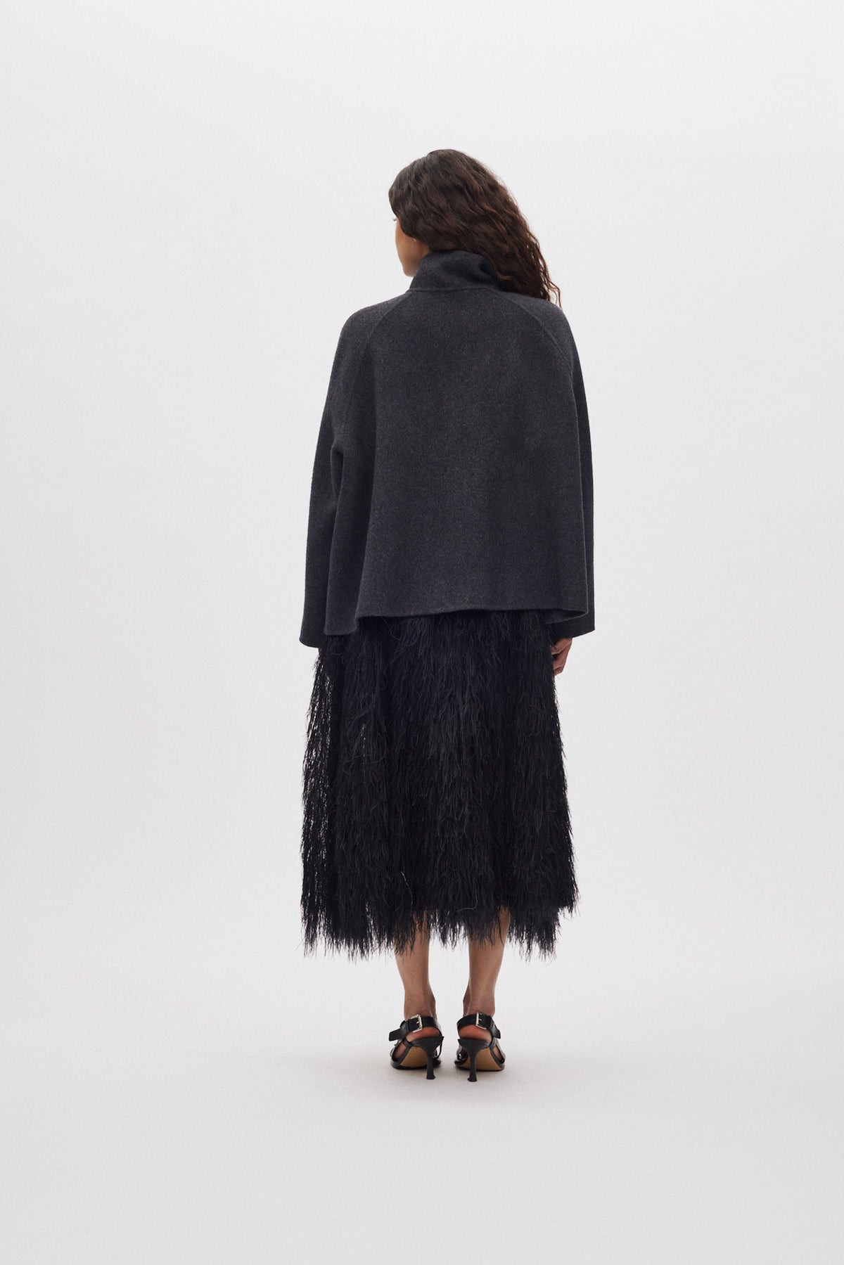 Hillevi - Double felt wool jacket I Dark grey melange