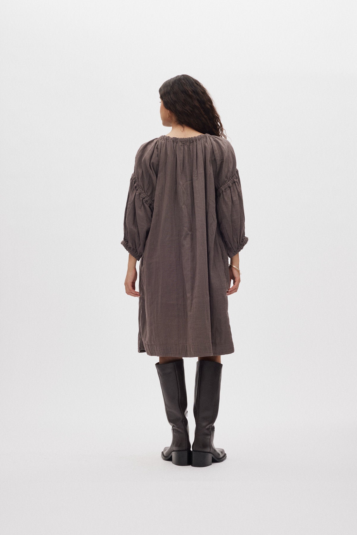 Mabel - Cotton double elasticated dress I Brown