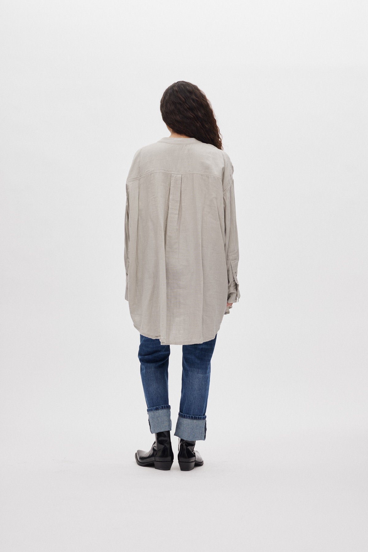 Sonja - Cotton double oversized shirt I Cement