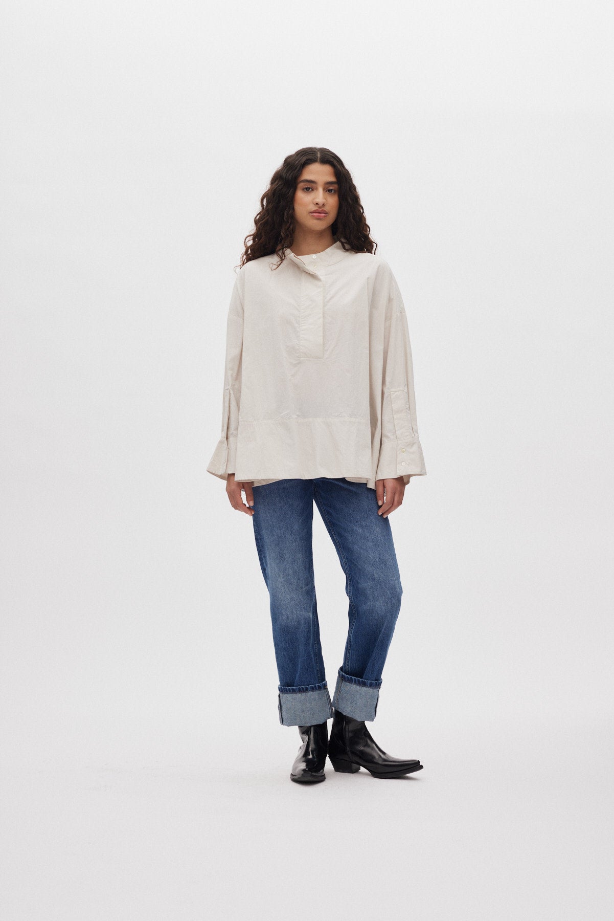 Smea - Poplin flared shirt I Clay