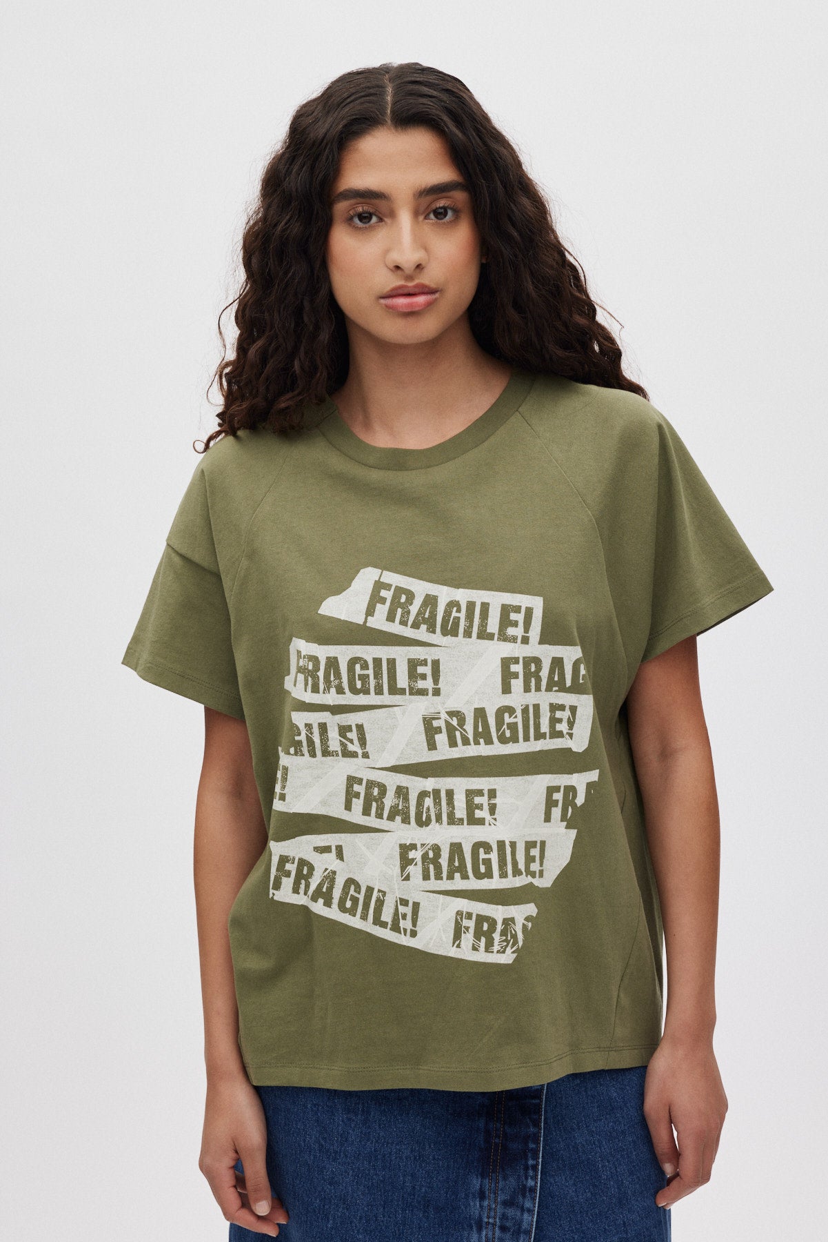 Ary - Fragile boxy t-shirt I Green