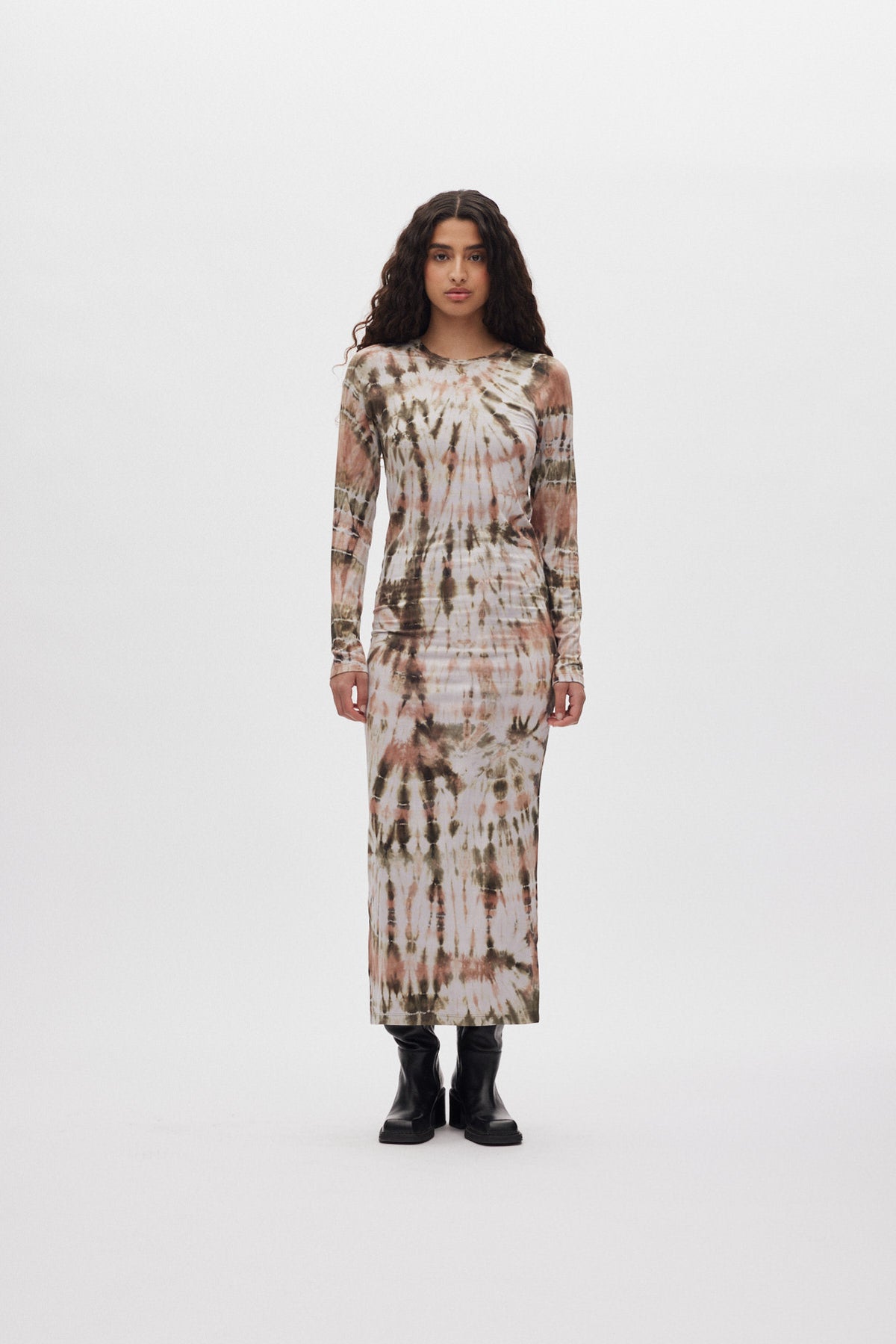 Simi - Lava long jersey dress I Rust combo
