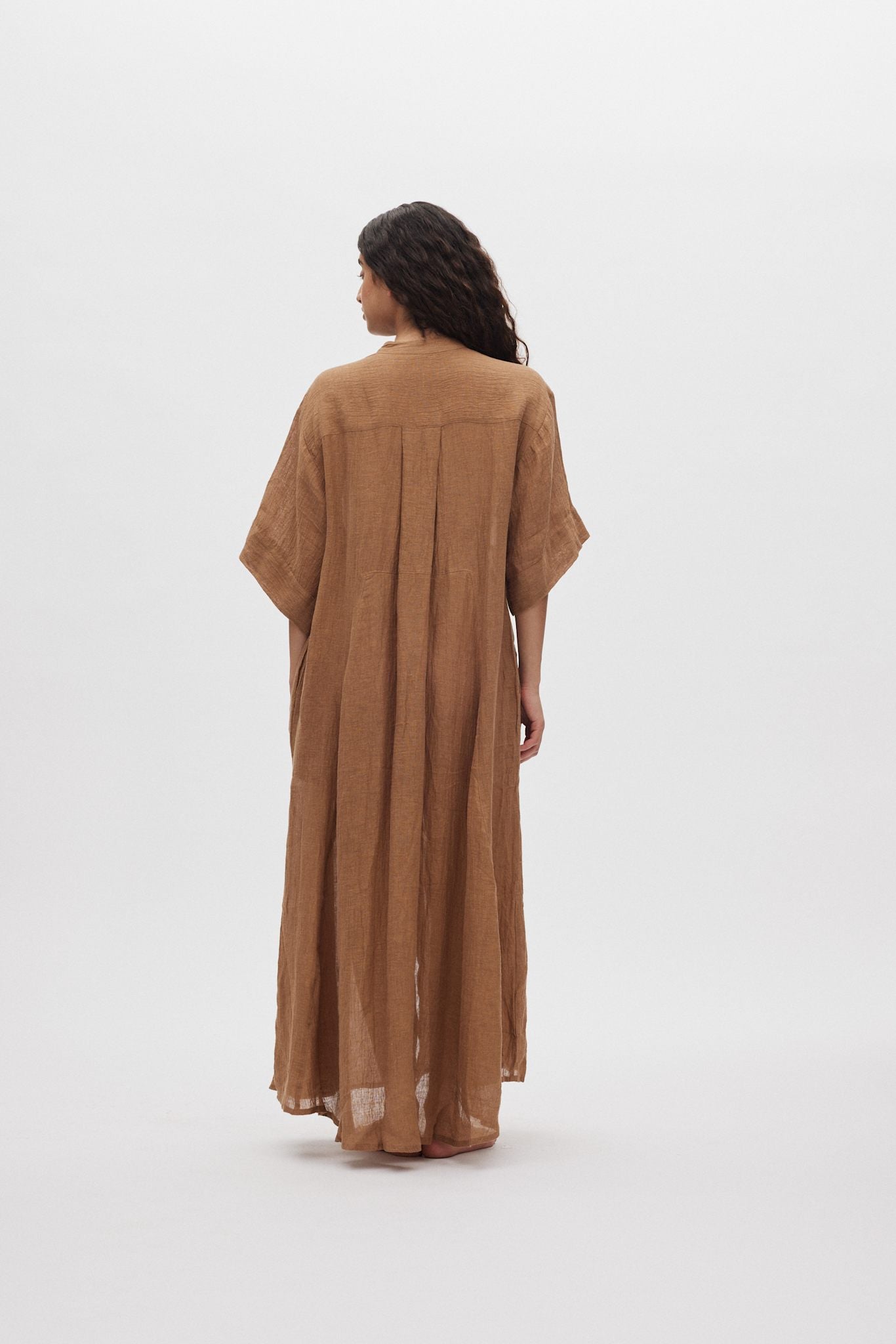 Susi - Crinkled long kaftan I Walnut