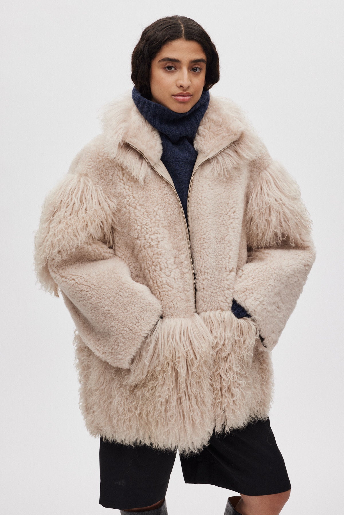 Stacia - Duo shearling jacket I Chalk