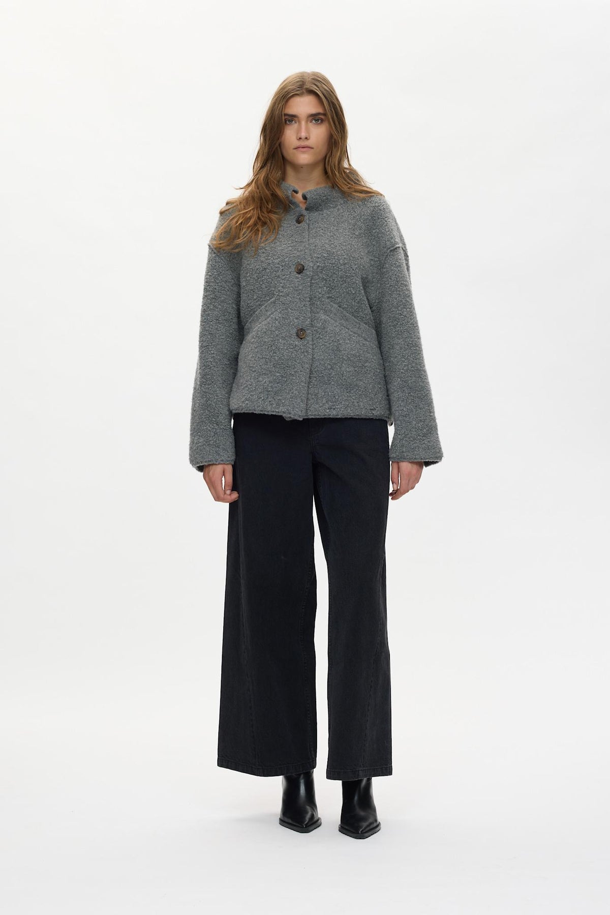 Emel - Sheep knit reverse jacket I Grey melange