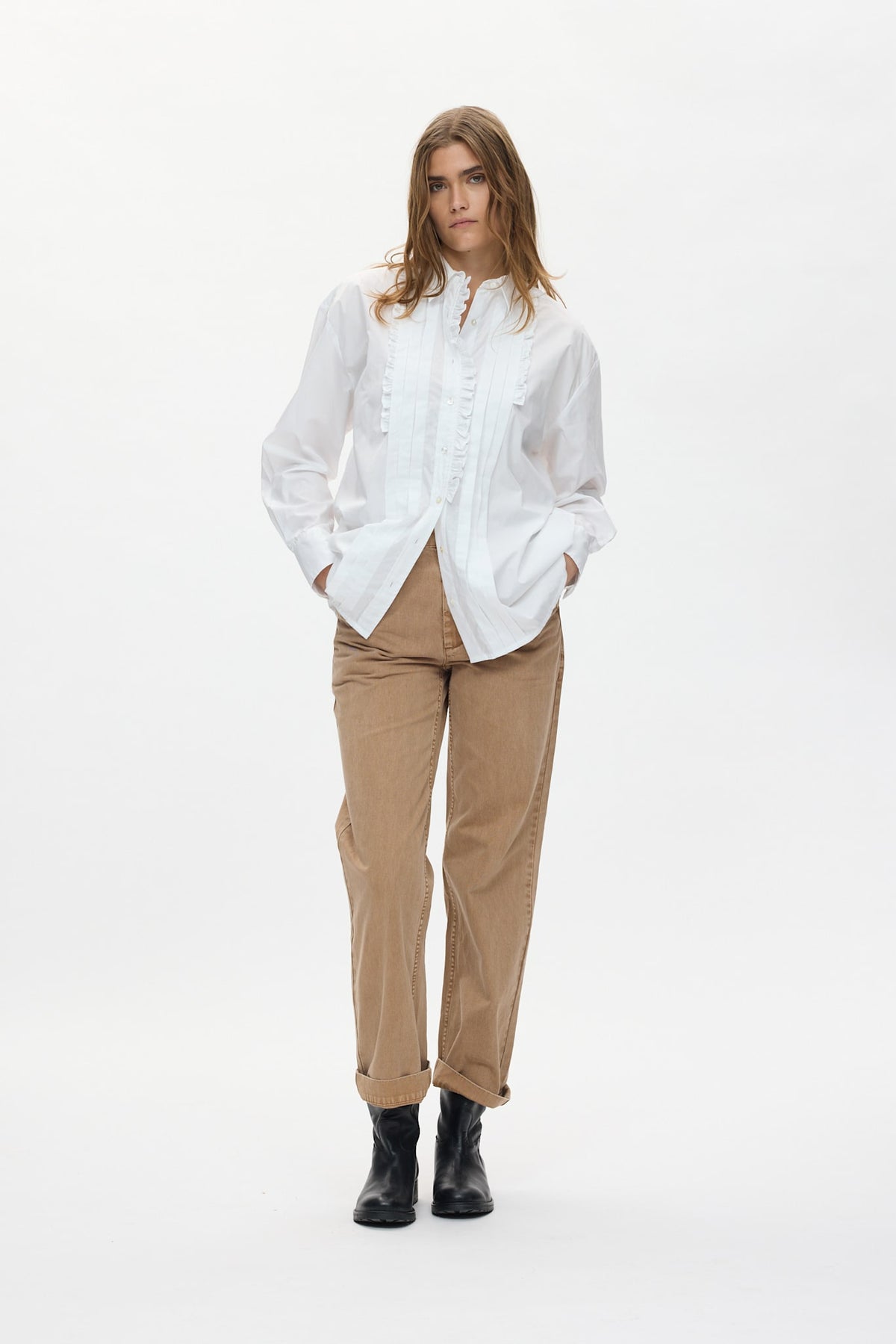 Sabina - Canvas pants I Washed tobacco