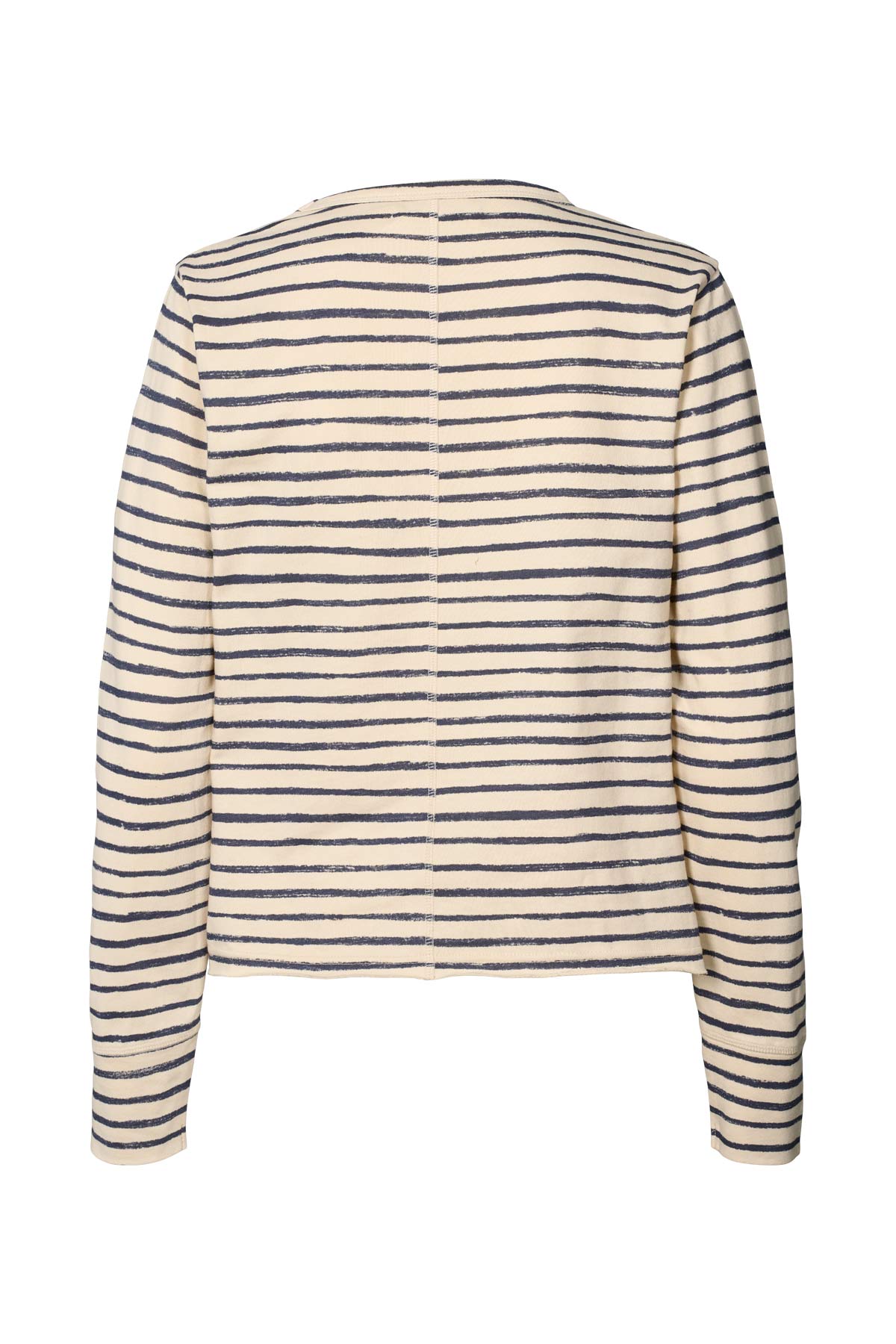 Hila - Light stretch crew neck top I Oyster navy stripe