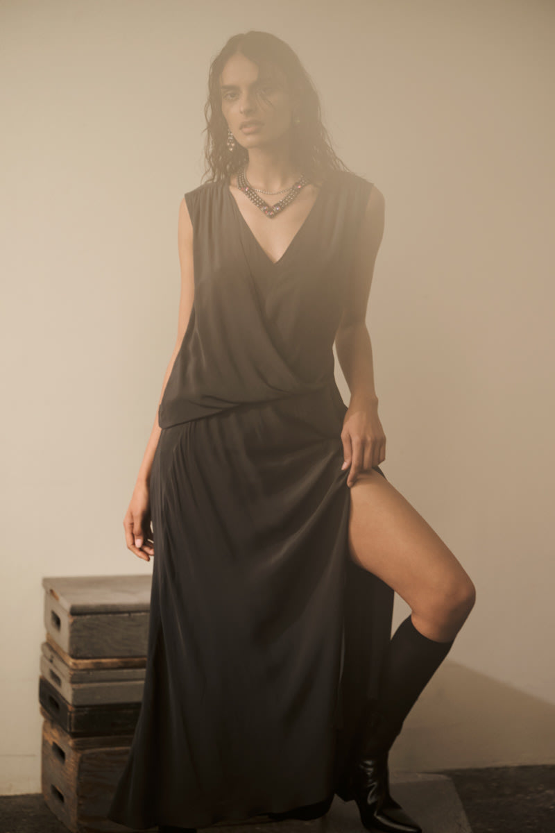 Ellemi - Matte drape dress I Pirate black