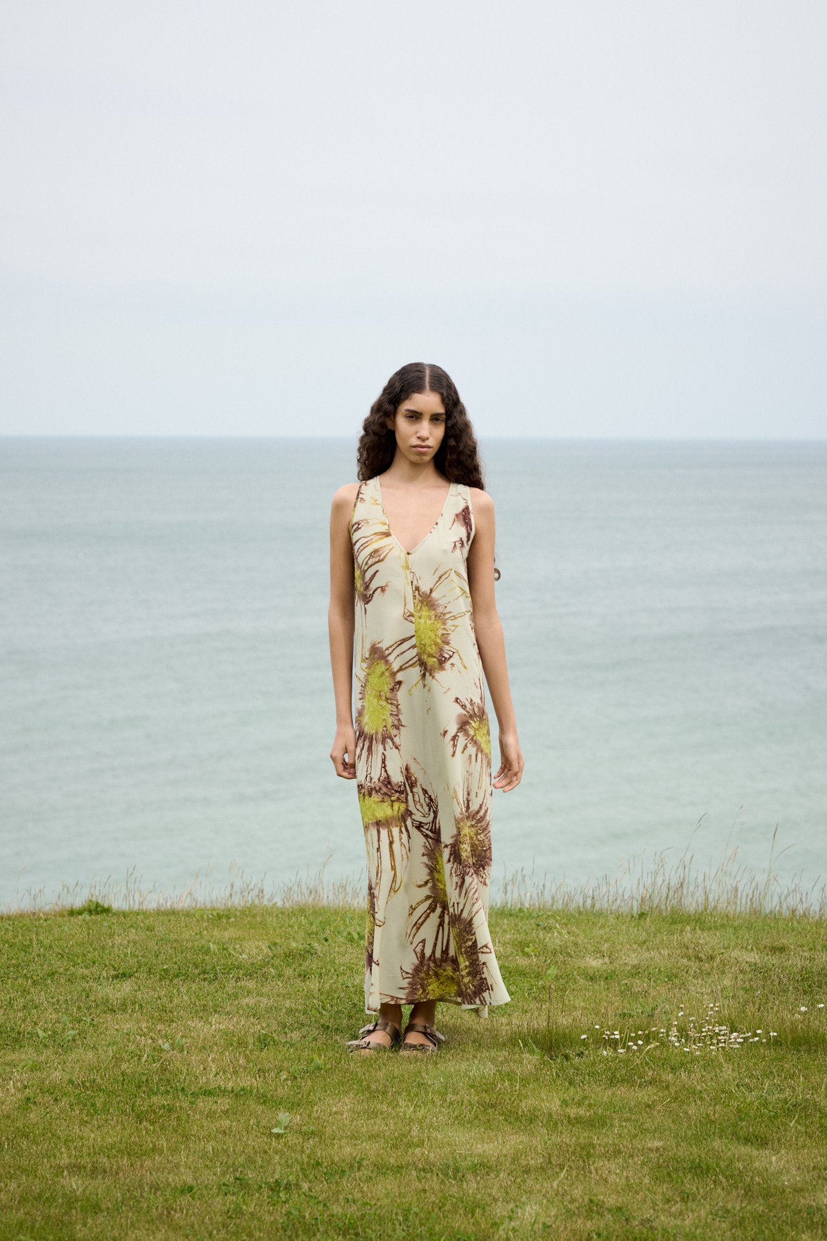 Alpa - Sea urchin long dress I Chartreuse combo