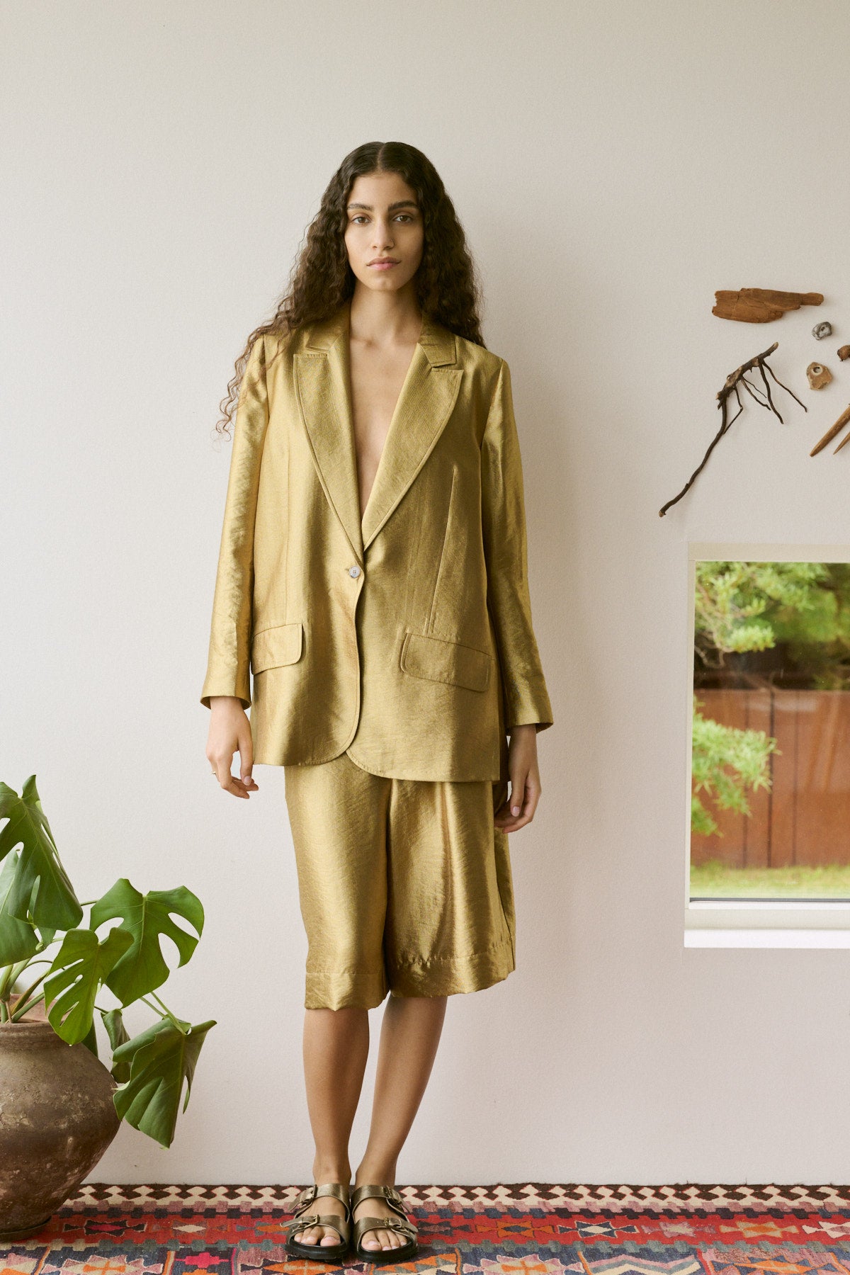 Alona - Woven gold jacket I Gold