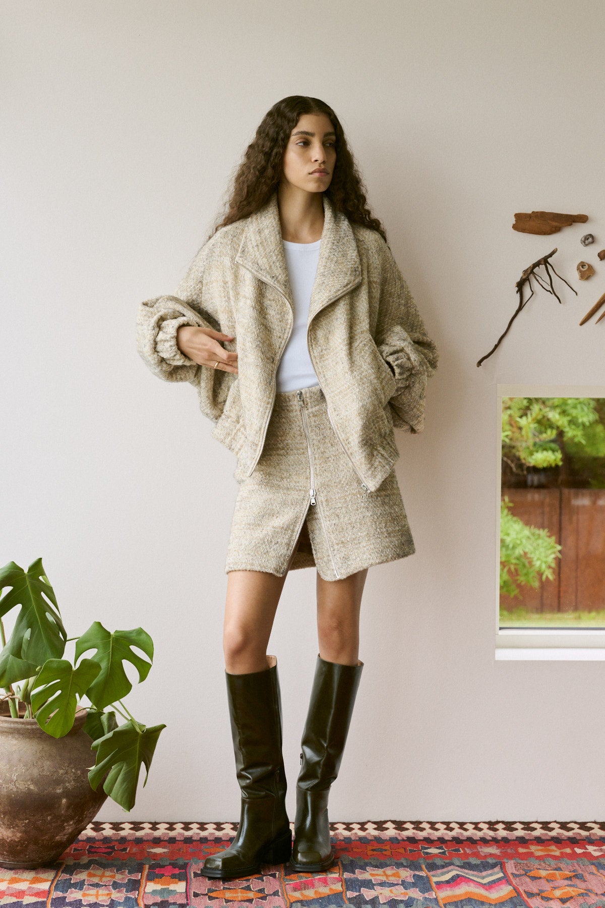 Hareem - Boucle check jacket I Powder check