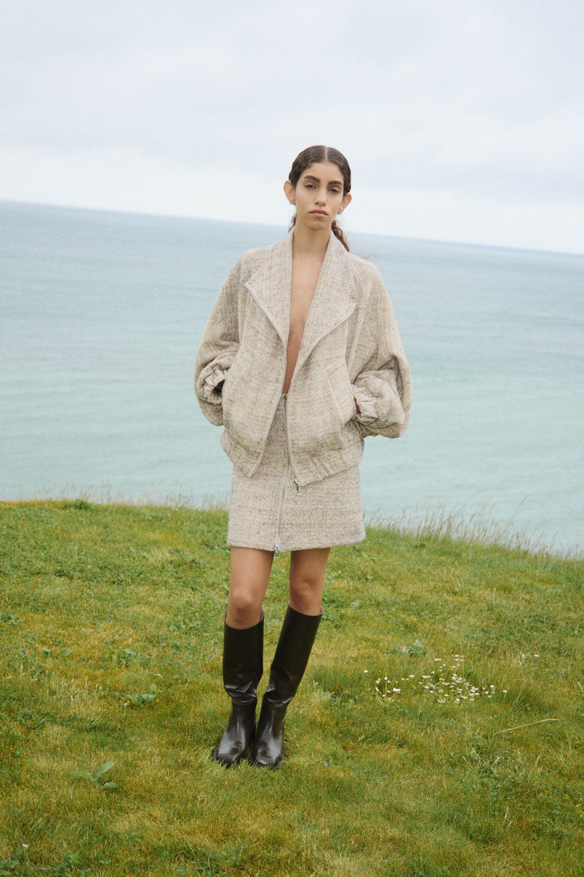 Hareem - Boucle check jacket I Powder check