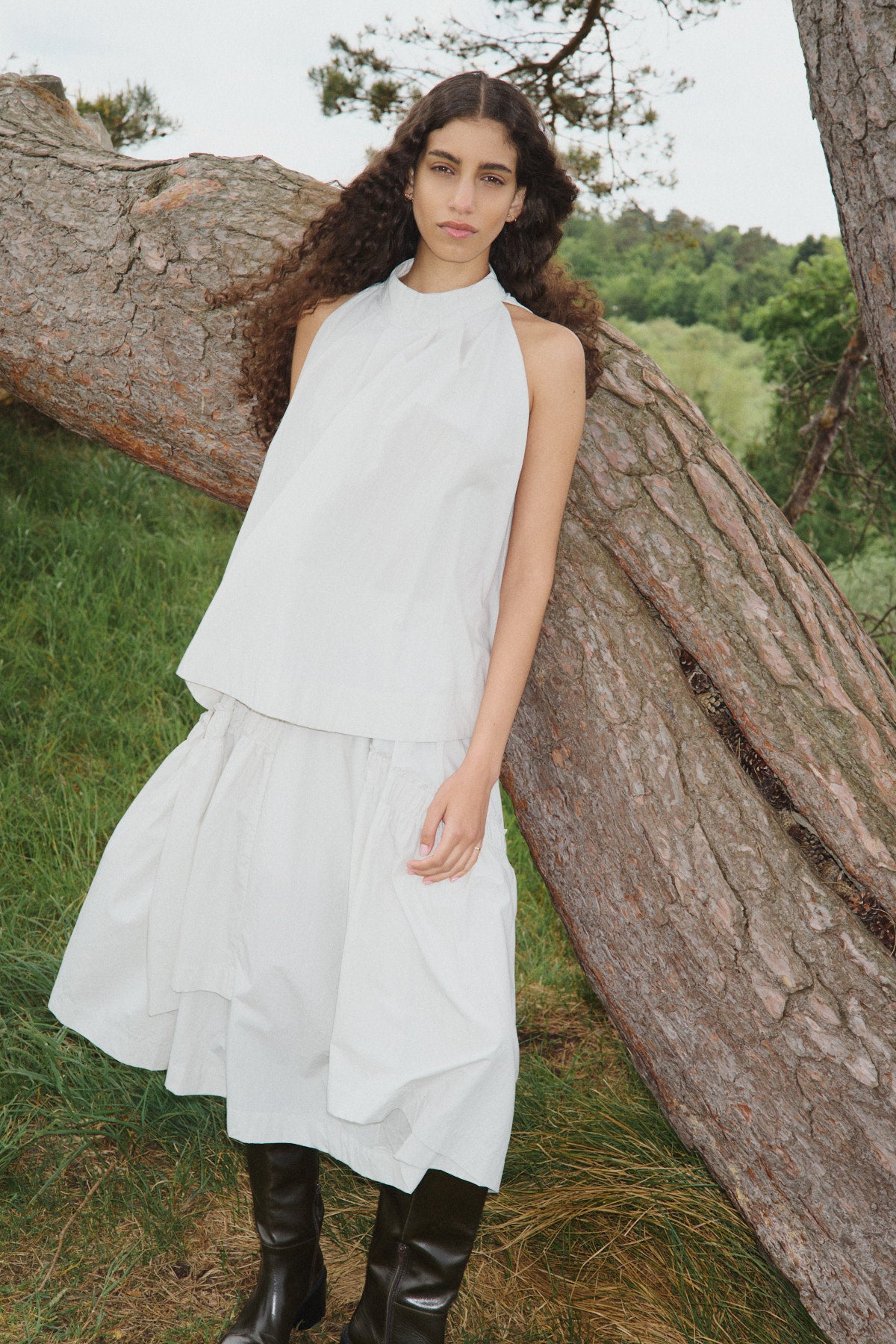 Brigida - Poplin full skirt I Faded black