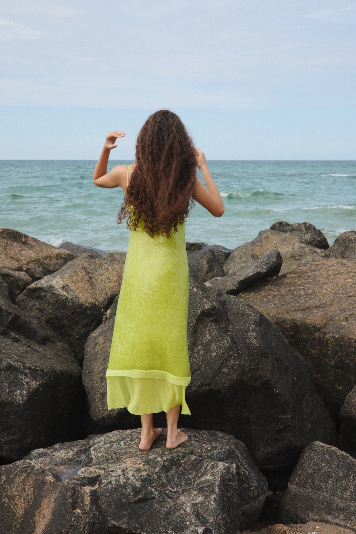 Gloria - Mini sequin strap dress I Chartreuse