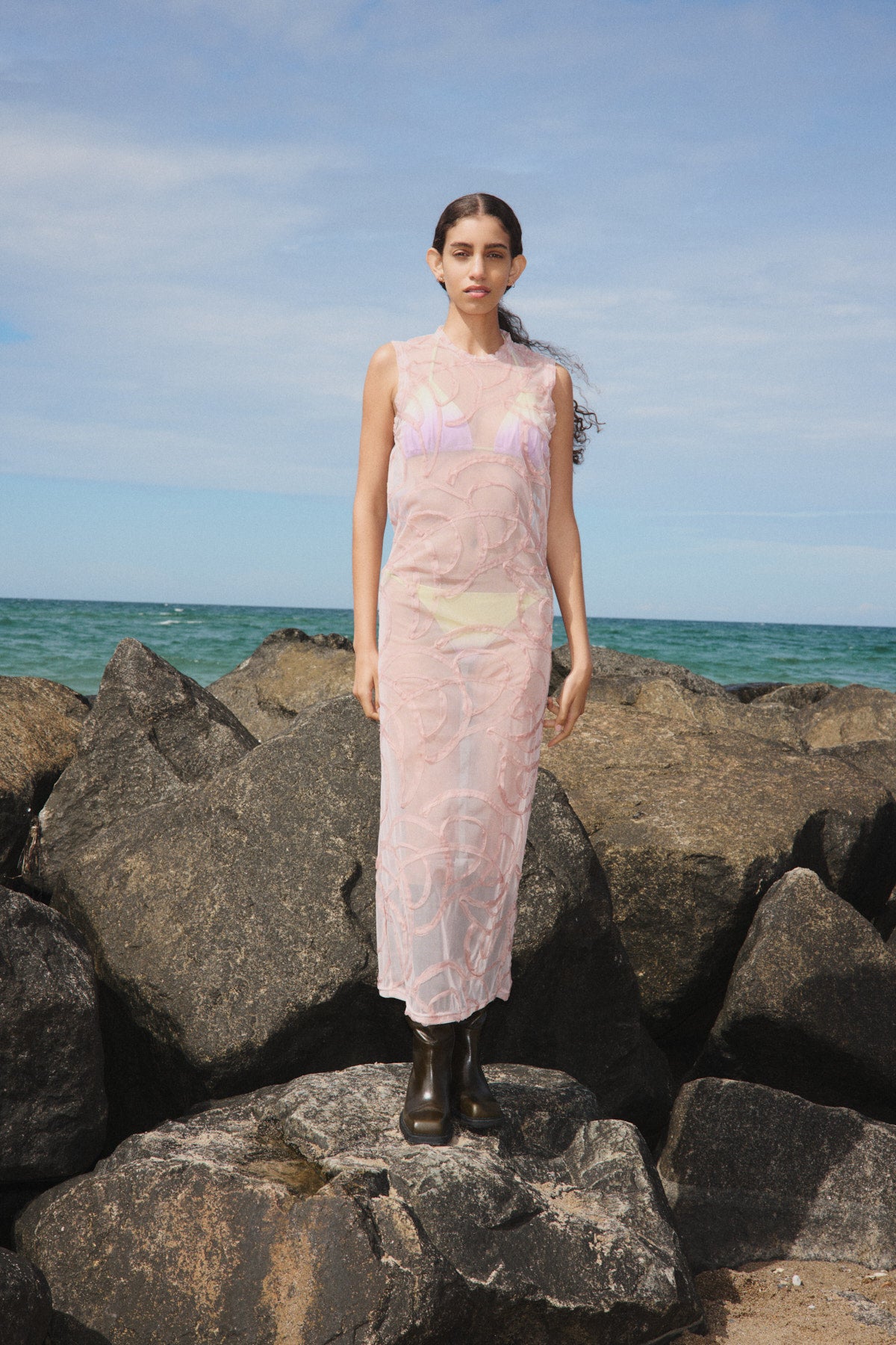 Vita - Scribble long dress I Blush