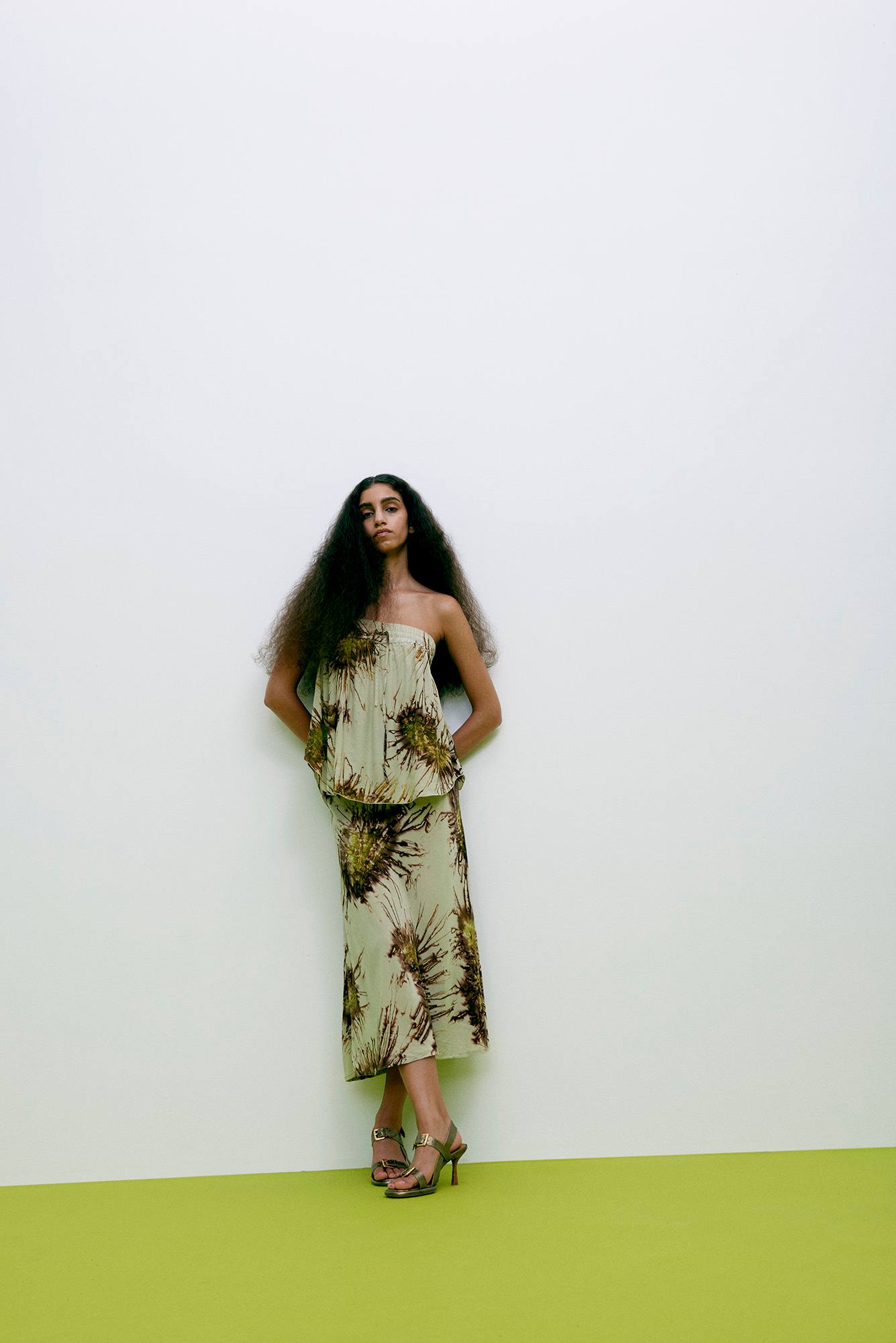 Elmi - Sea urchin crop bias skirt I Grey combo