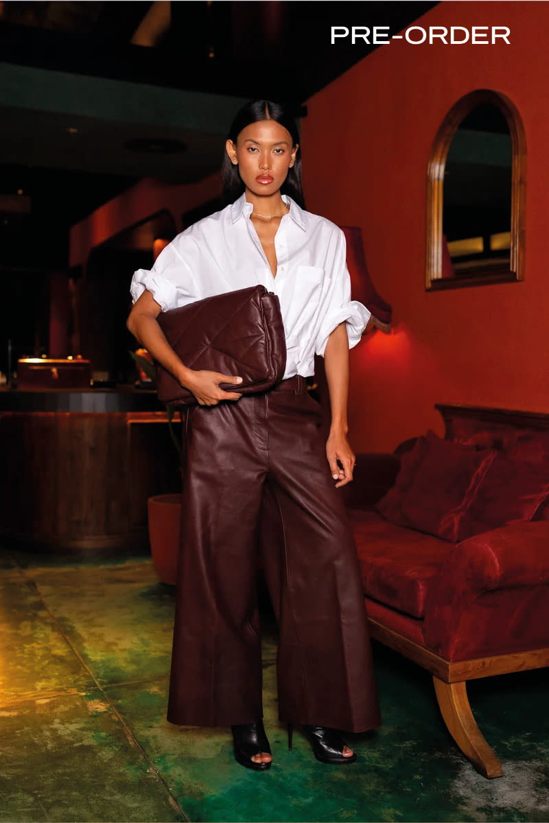 PRE-ORDER I Amari - Leather crop pants I Burgundy