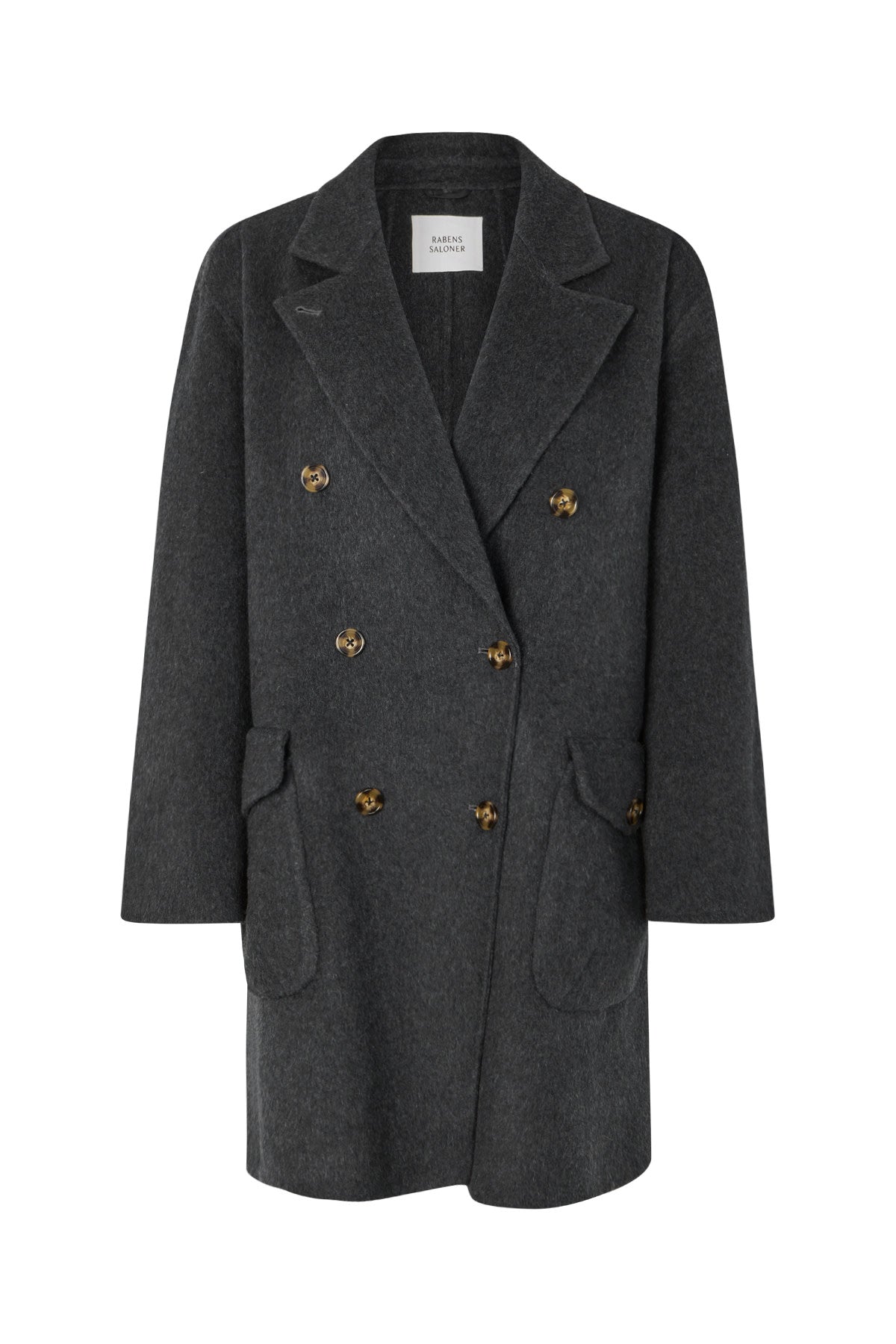 Leanna - Double felt wool coat I Dark grey melange