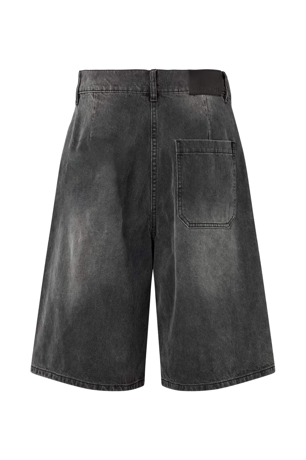 Raha - Denim black wide shorts I Washed black denim