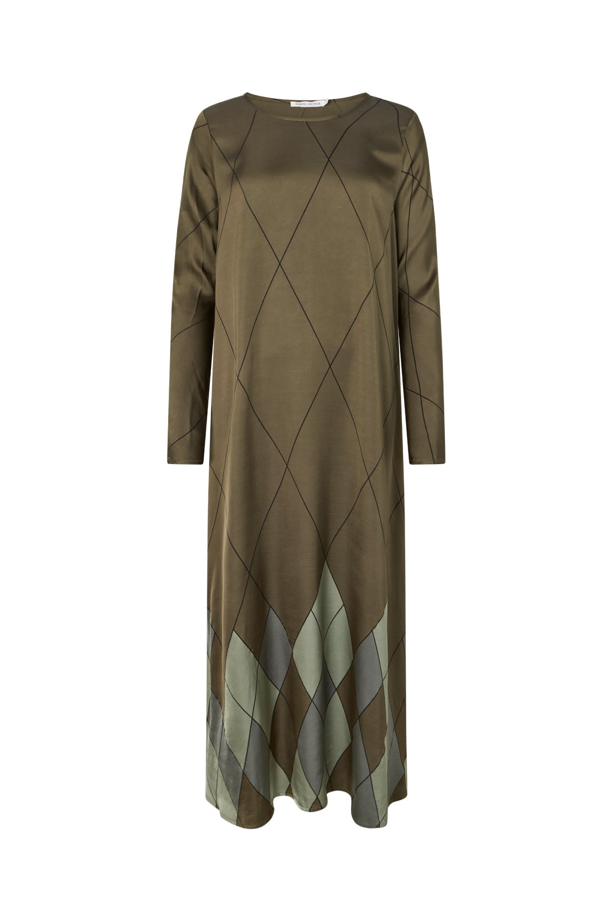 Miv - Diamond print flare dress I Olive combo