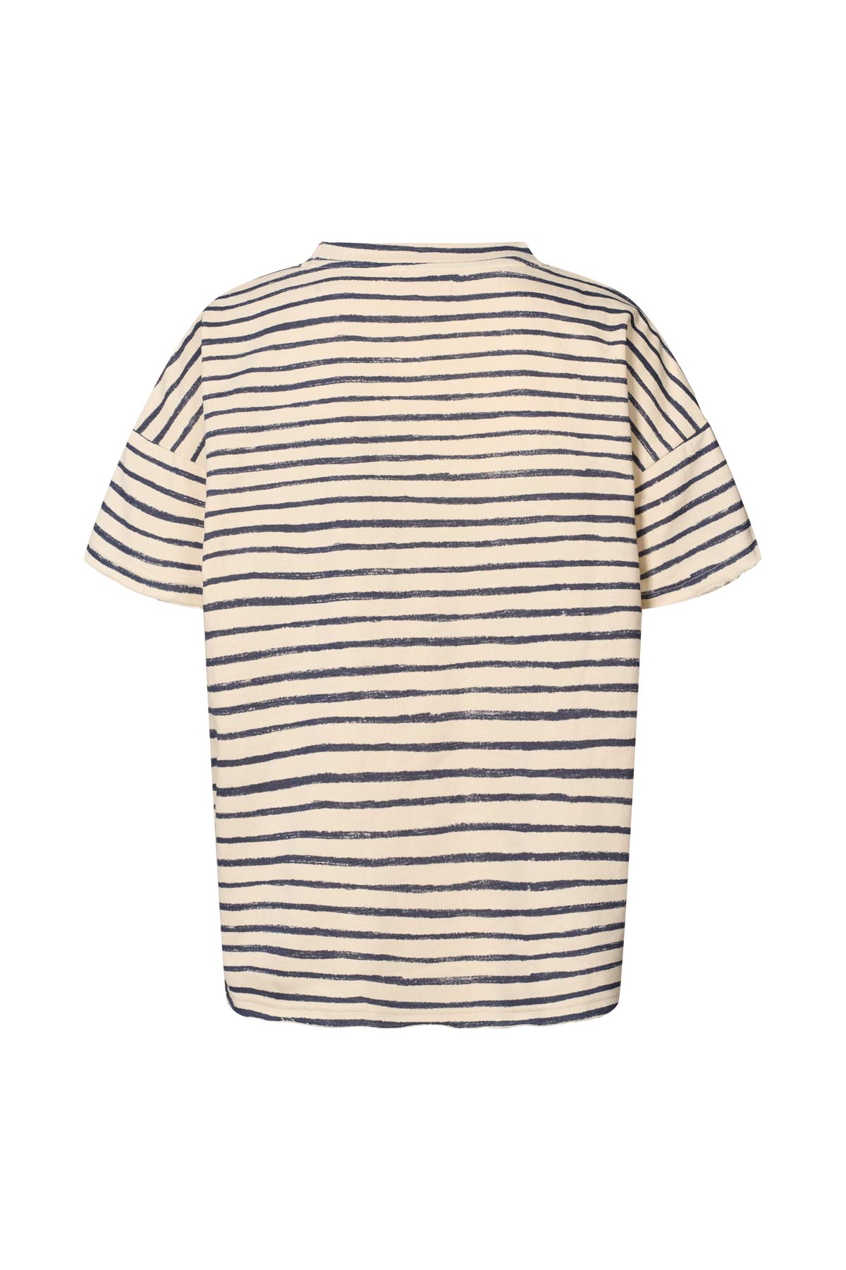 Margot - Light stretch cropped t-shirt I Oyster navy stripe