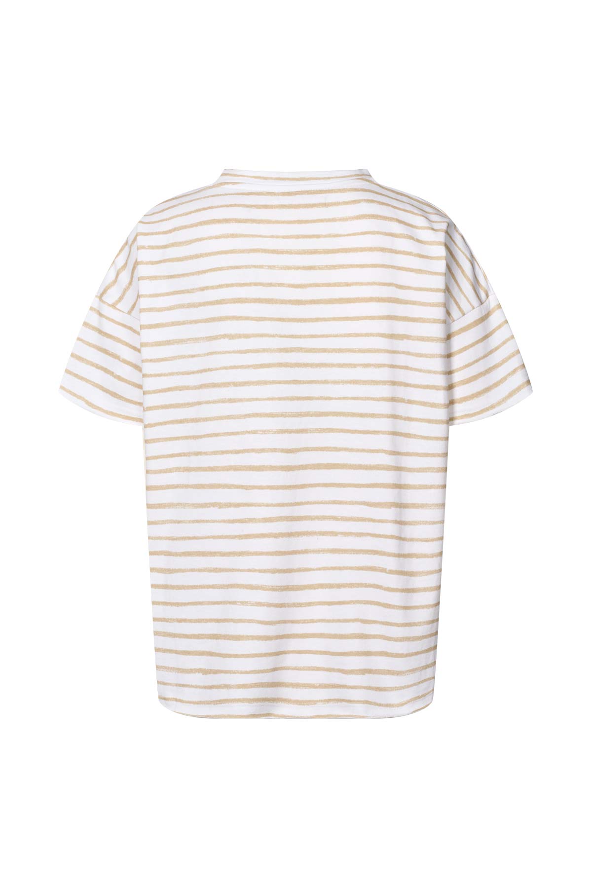 Margot - Light stretch cropped t-shirt I White sand stripe