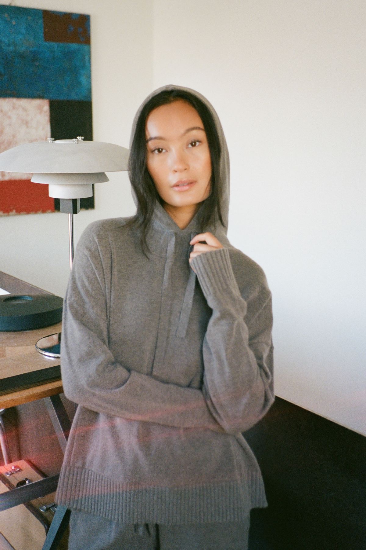 Helena - Knit lounge over size hoodie I Mole melange