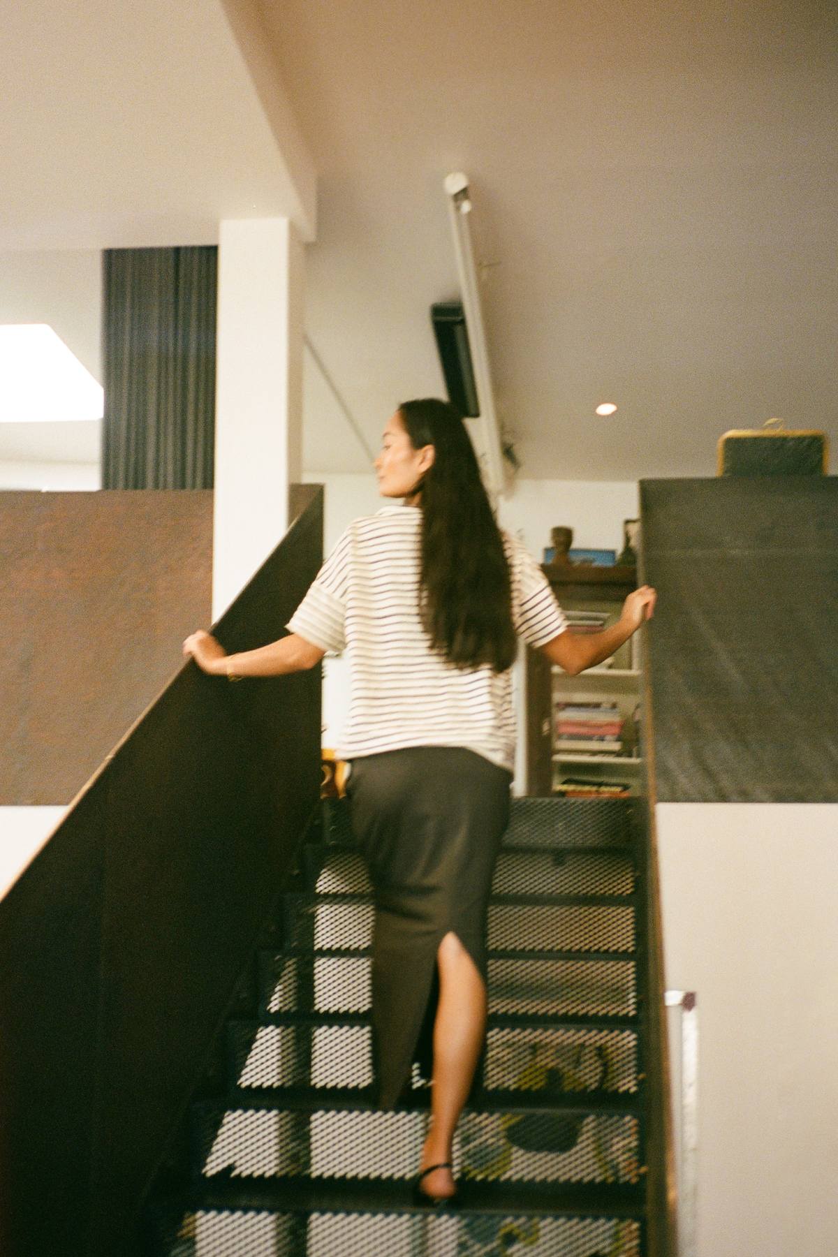 Hanni - Light stretch long skirt I Faded black