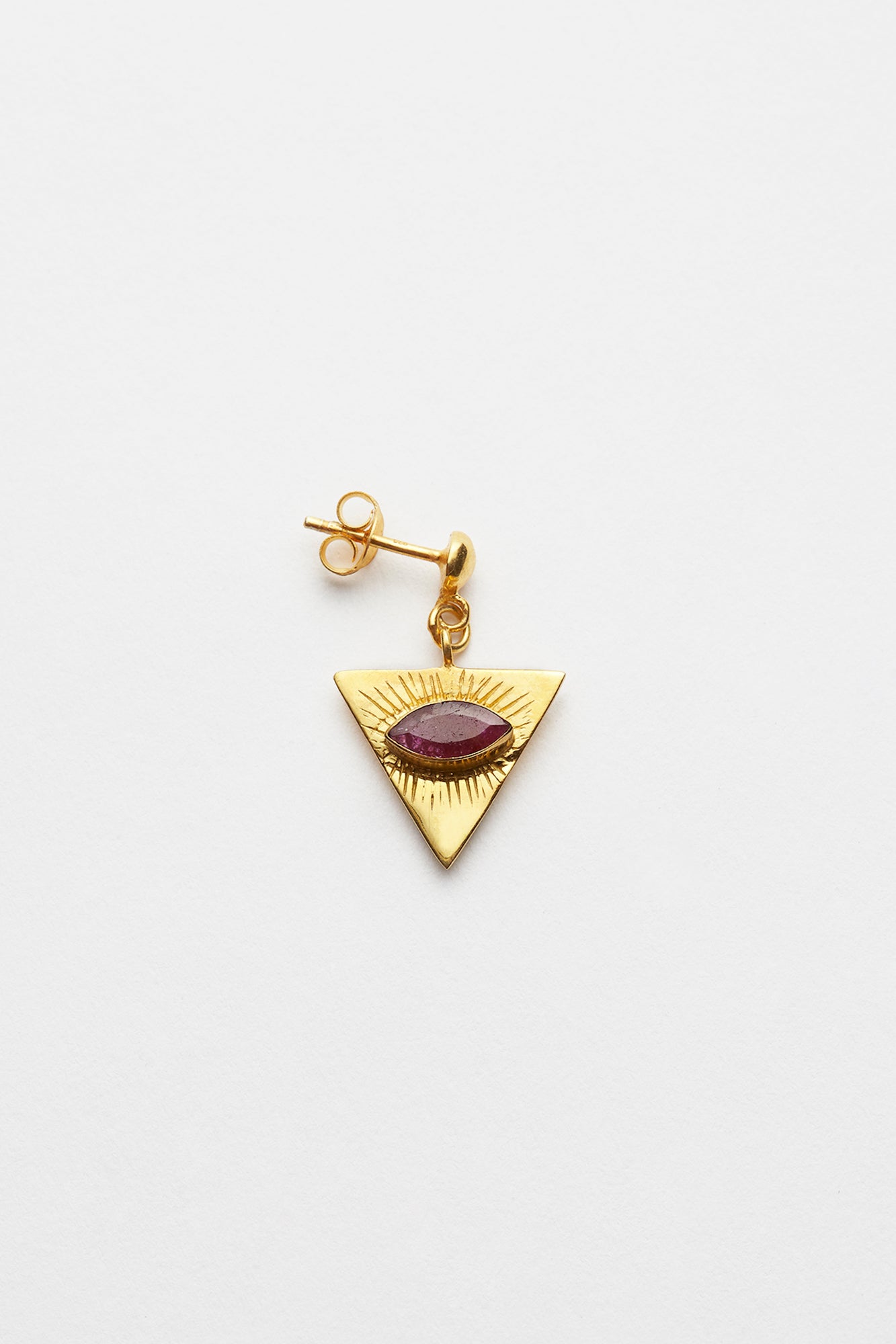 Nafsu - Earstick w/ Triangle Eye Pendant I Red Ruby