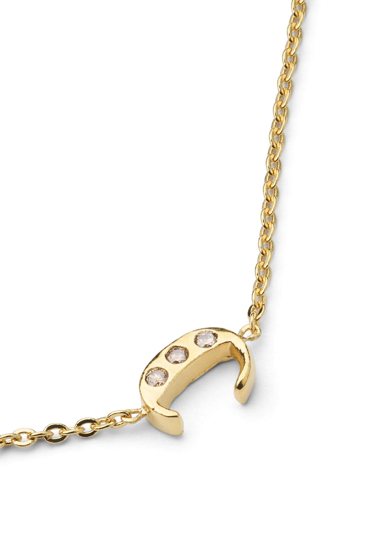 Diamond letter necklace - Rabens Momento I Gold w/ Champagne diamond